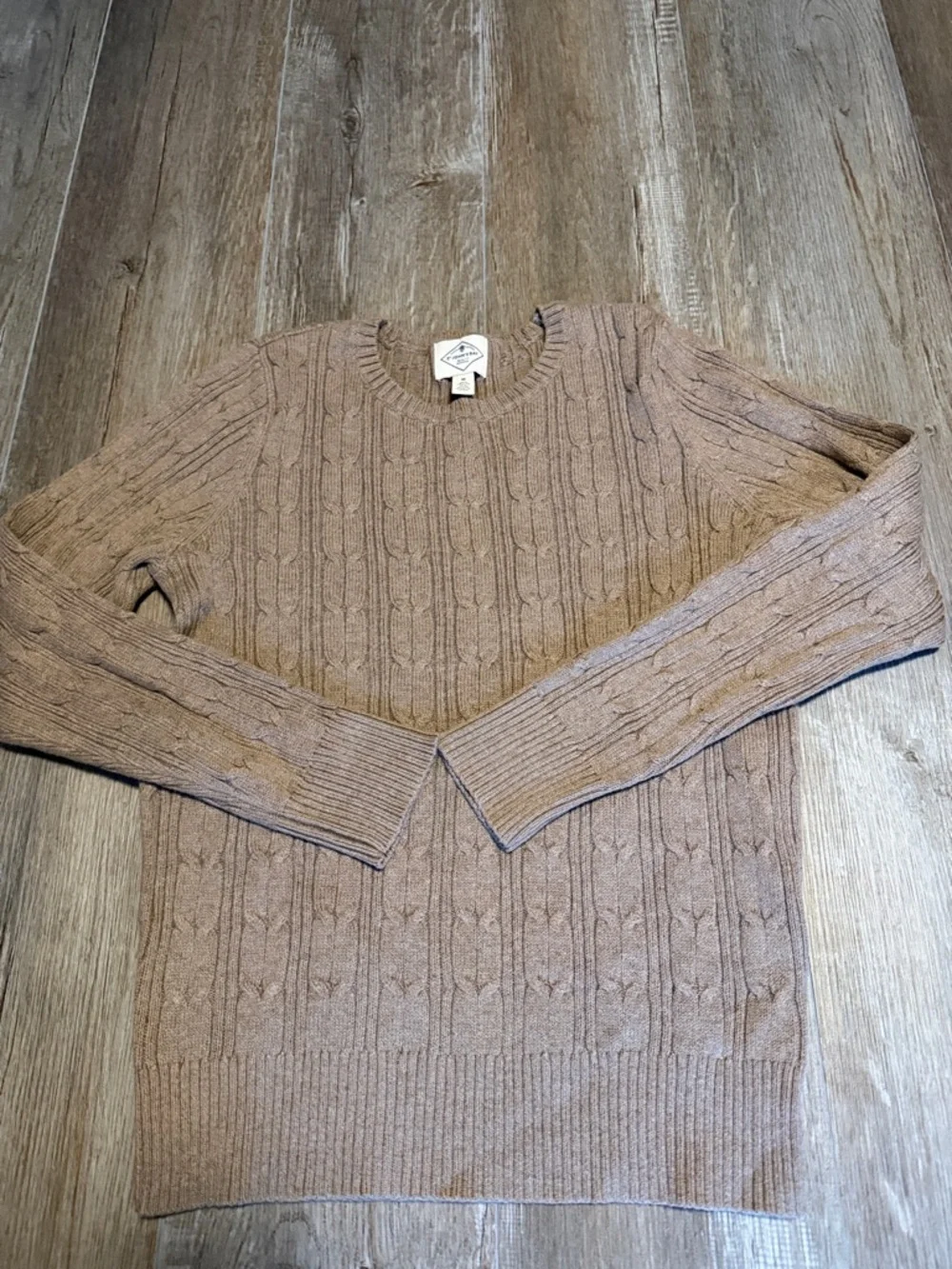 St. John's Bay Taupe Cable Knit Crewneck Sweater
